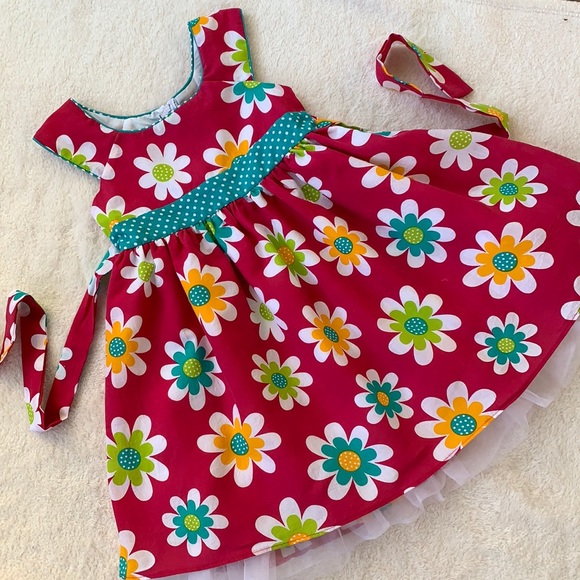 Little Potatoes Other - Little Potatoes Red Floral Tank Dress 5 Vibrant